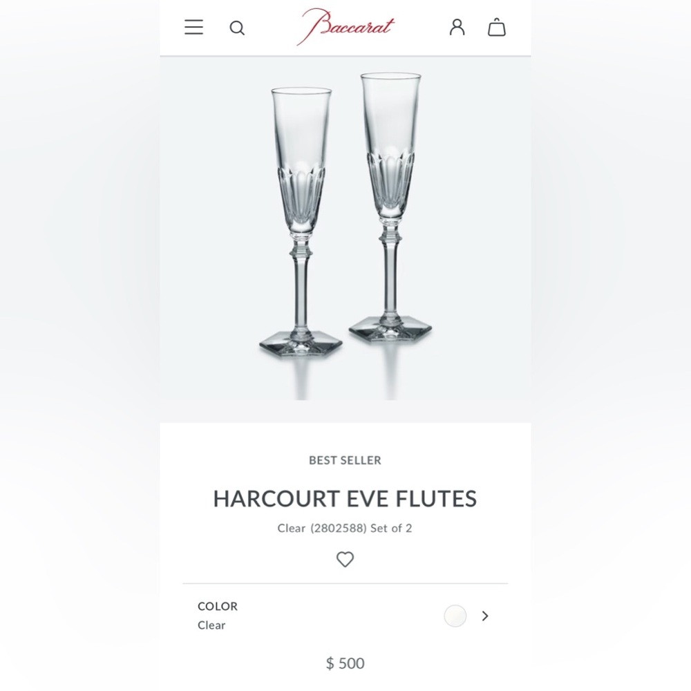 Baccarat Harcourt Eve Crystal Champagne Flutes